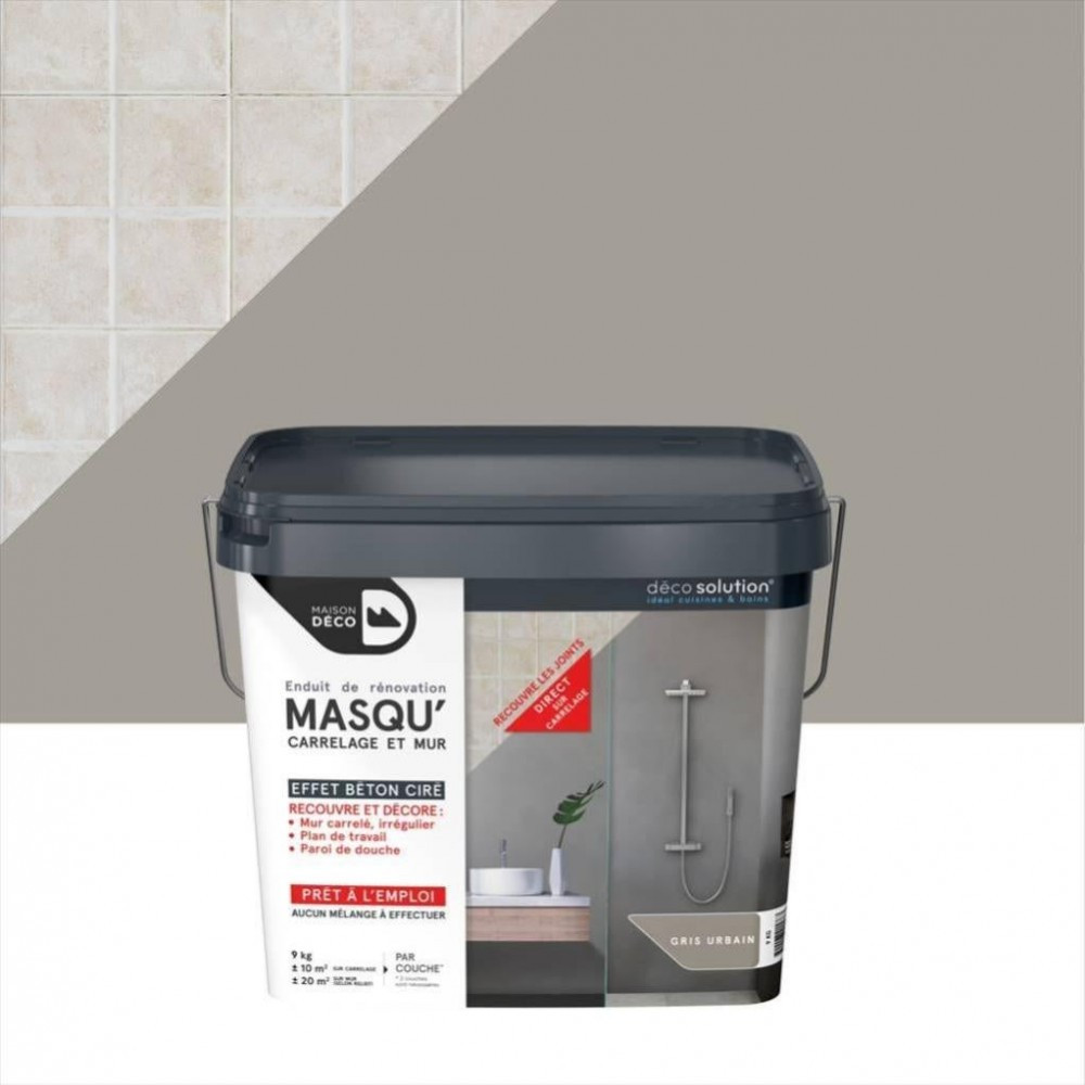 Enduit Masqu'carrelage et mur MAISON DECO, Gris urbain, 9 kg