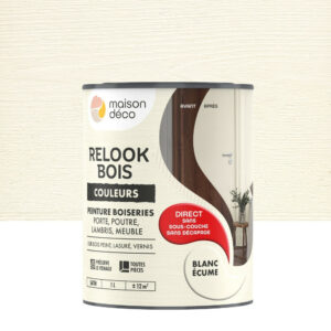 Peinture  Relook bois MAISON DECO, blanc ecume satine, 1 l