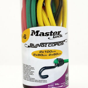 Lot de 6 sandows crochet métal MASTERLOCK, Diam.8 mm x L.1 m x l.8 mm