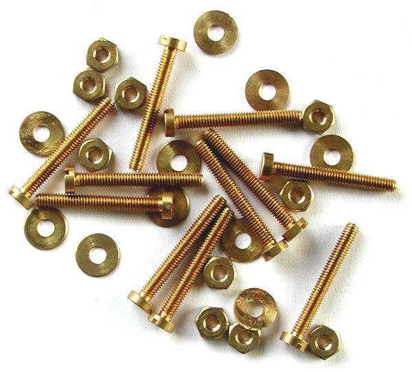 10 vis (10/20 mm) + 10 rondelles + 10 écrous Ø 2,5 mm