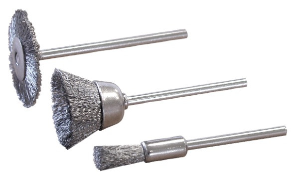 3 brossettes acier (roue, cuvette et pinceau)