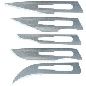 5 lames pour scalpel (pointue, crochet, arrondie)