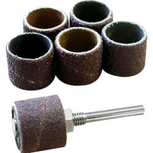 6 tambours abrasifs haute qualité Ø 15 mm + support