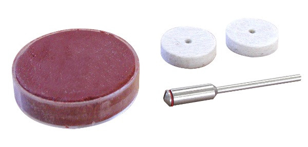 Pâte à polir + 1 feutre + porte-disques roue Ø 22 mm