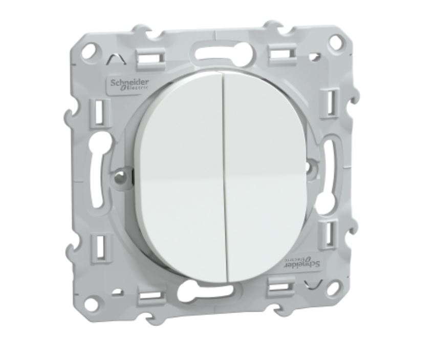 Mécanisme combiné va et vient et poussoir OVALIS 10 AX blanc SCHNEIDER ELECTRIC S320285
