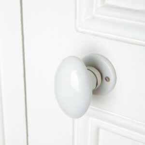 Bouton De Porte Porcelaine, Blanc Nickelé Mat Inspire, Porcelaine Sans Trou