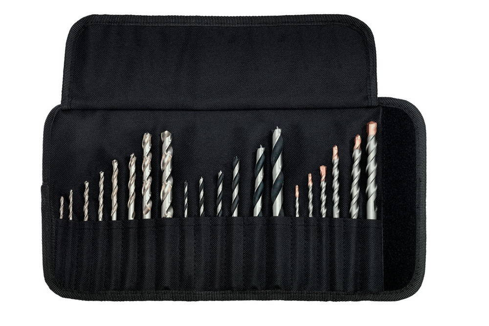 Assortiment de forets en étui souple, 20 pcs. pour perceuse
