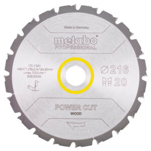 Lame Pro "Power Cut Wood" HW/CT 216x30, 20 WZ -5° pour scie circulaire