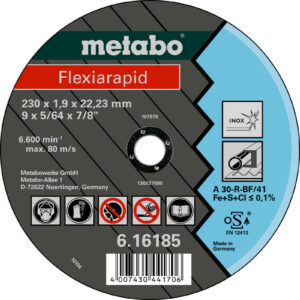 Meules de tronçonnage Flexiarapid 230x1,9x22,2 acier inoxydable