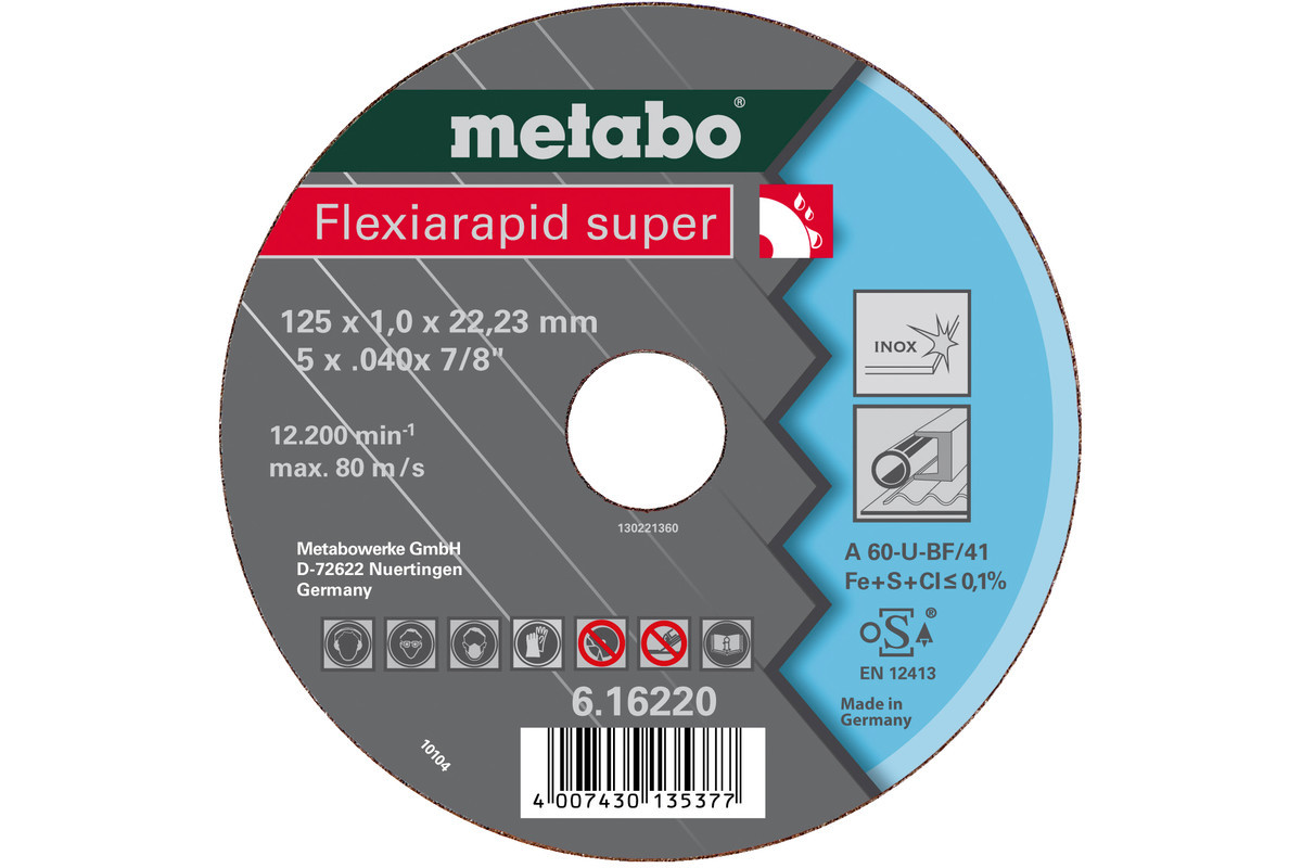 Meules de tronçonnage Flexiarapid super 125x1,6x22,2 acier inoxydable
