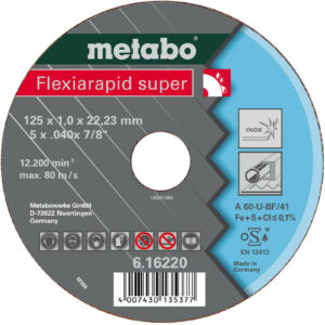 Meules de tronçonnage Flexiarapid super 180x1,6x22,2 acier inoxydable