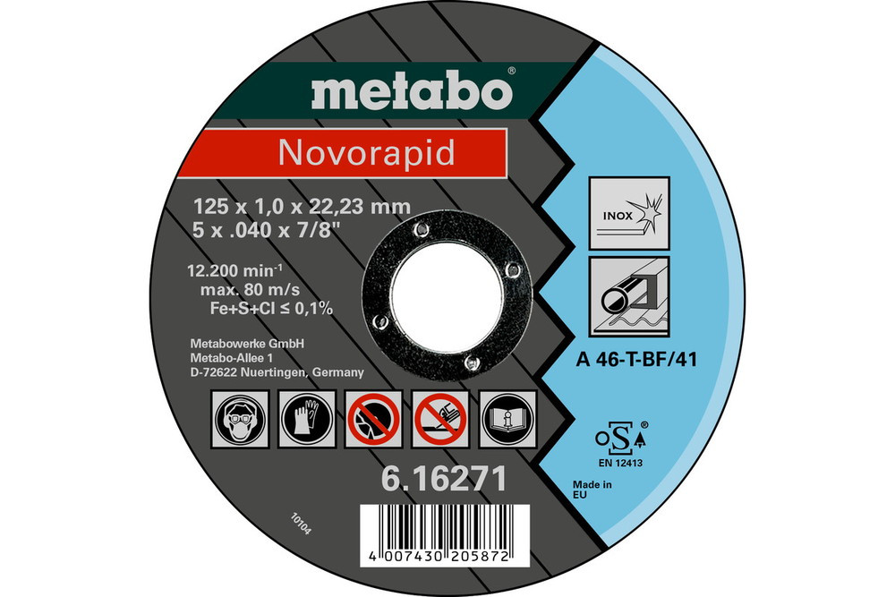 Meules de tronçonnage Novorapid 125x1,0x22,23 Inox