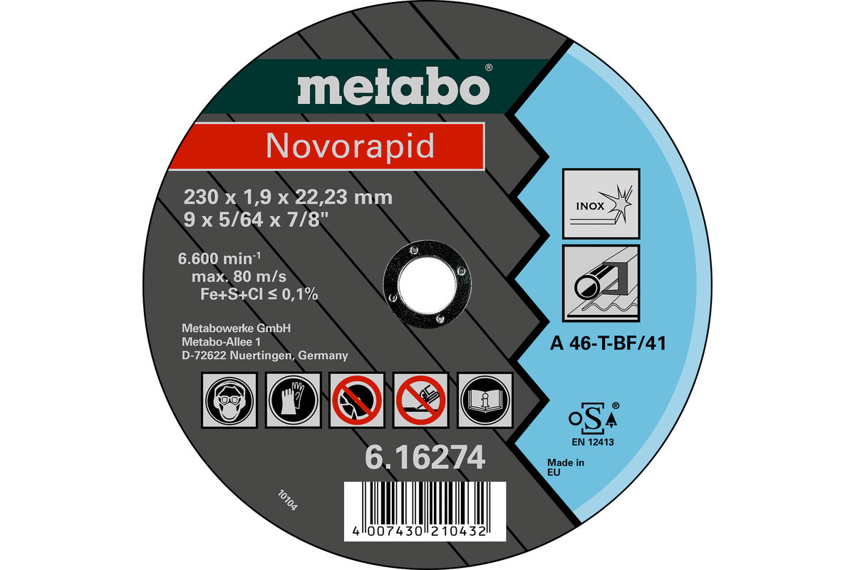 Meules de tronçonnage Novorapid 180x1,5x22,23 Inox