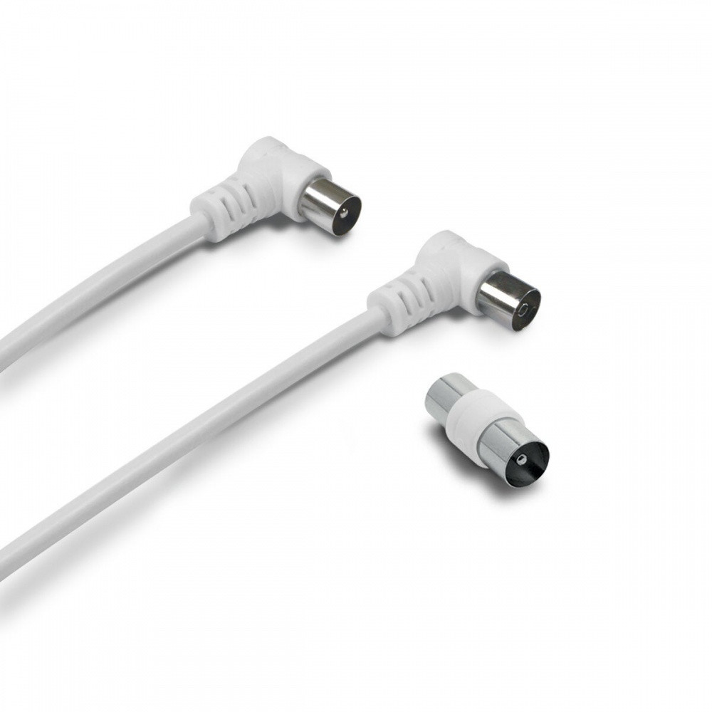 Cable coaxial male/femelle coudee, 2m, Metronic