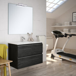 Meuble de salle de bain 70 cm simple vasque 2 tiroirs BALEA ebony (bois noir) COSYNEO INGBALEA70EBO
