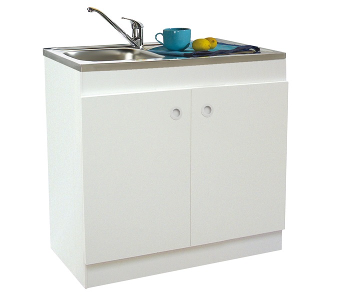 Meuble sous évier DECLIQ 100 x 60 cm 2 portes avec charnières invisibles NÉOVA S13N22100