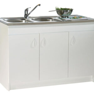 Meuble sous-évier mélaminé SIM'HYDRO 3 portes 1200 x 600 mm NÉOVA S12N43120H