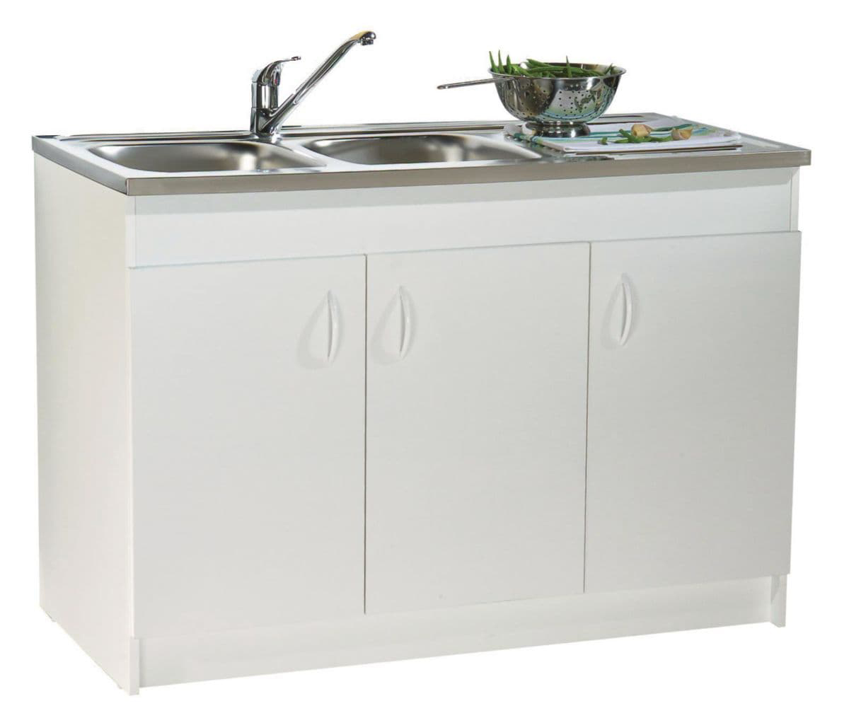 Meuble sous-évier mélaminé SIM'HYDRO 3 portes 1200 x 600 mm NÉOVA S12N43120H