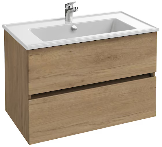 Meuble sous plan-vasque TOLBIAC 80 cm 2 tiroirs chêne colorado JACOB DELAFON EB2352-ECD