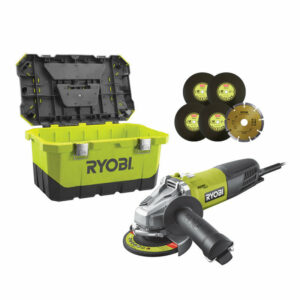 Meuleuse d'angle RYOBI RAG800-125TA6 800 W - Ø125 mm - 6 Disques & Coffret de rangement