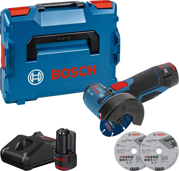Meuleuse d'angle 12 V GWS 12V-76 + 2 batteries 3 Ah + chargeur + L-BOXX BOSCH 06019F200B