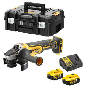 Meuleuse XR 18 V 125 mm + 2 batteries 5 Ah + chargeur + coffret T-STAK DEWALT DCG405P2-QW