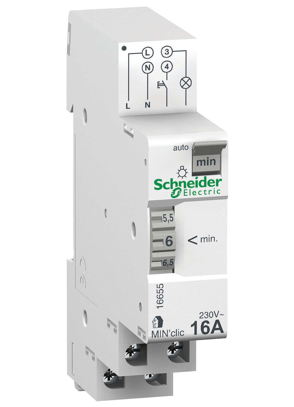 Minuterie Resi9 Min 1 contact 16A/250Vca réglage par molette SCHNEIDER ELECTRIC 16655