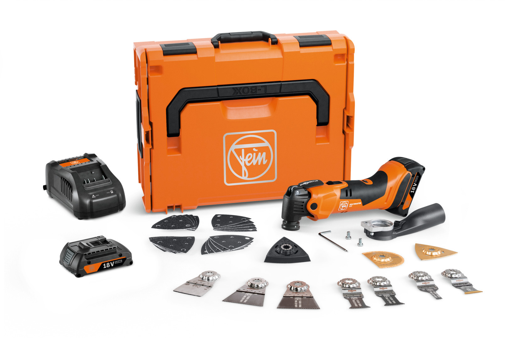 Multimaster 18 V AMM 500 PLUS Top + 2 batteries 2 Ah + chargeur rapide + coffret L-BOXX FEIN 71293864000