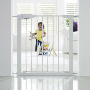 Barrière de sécurité enfant MUNCHKIN portillon semi-auto métal blanc, L.73 /79cm