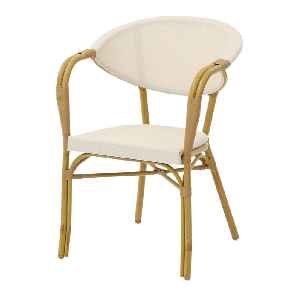 Chaise d’extérieur avec un style bistrot - modèle 054 - blanc/naturel