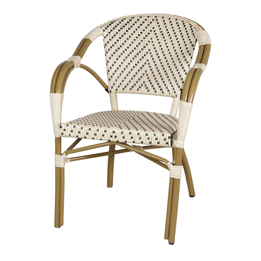 Chaise d’extérieur en rotin synthétique avec un style bistrot - modèle 046 - beige