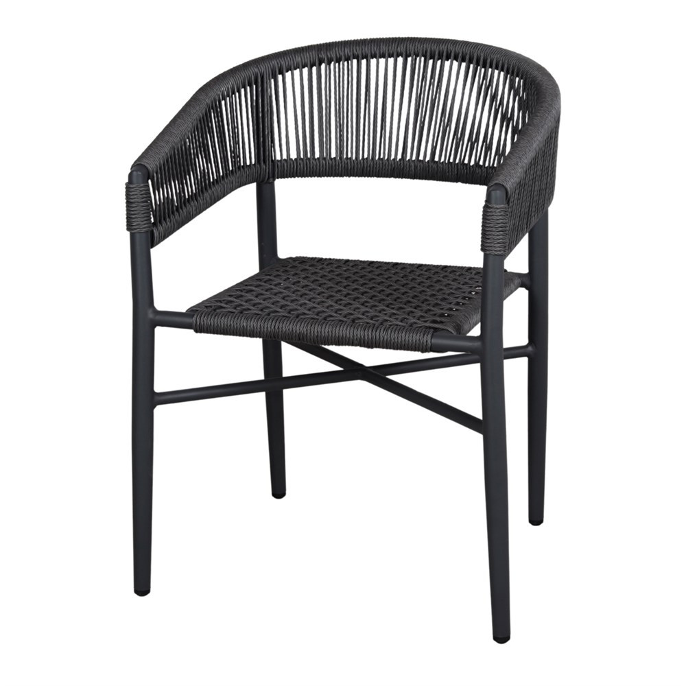 Chaise en corde et métal avec un style Japandi - modèle 021 - gris