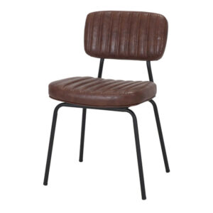 Chaise tapissée en simili cuir avec un style industriel - modèle 045 - marron