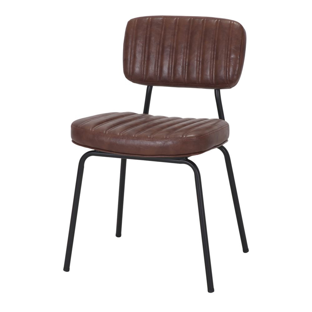 Chaise tapissée en simili cuir avec un style industriel - modèle 045 - marron