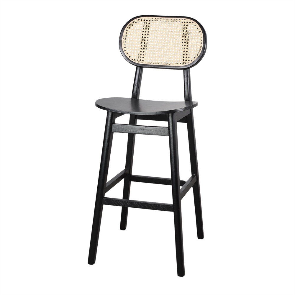 Tabouret haut en bois avec un style bistrot - modèle 068 - noir