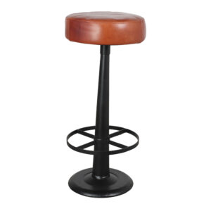 Tabouret haut en métal et en cuir avec un style industriel vintage - modèle 072 - marron