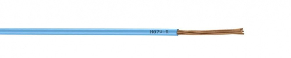 Fil électrique 10 mm² h07vr, à la coupe, bleu