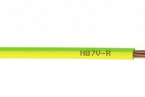 Fil électrique 10 mm² h07vr, à la coupe, vert/jaune