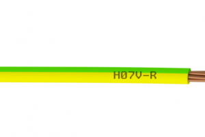 Fil électrique 16 mm² h07vr, à la coupe, vert/jaune