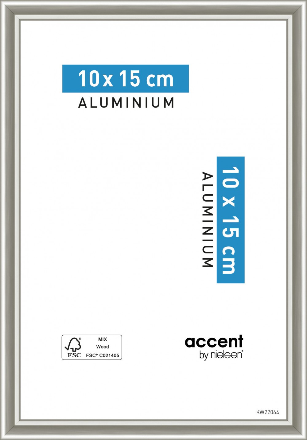 Cadre Nickel, 10 x 15 cm, gris