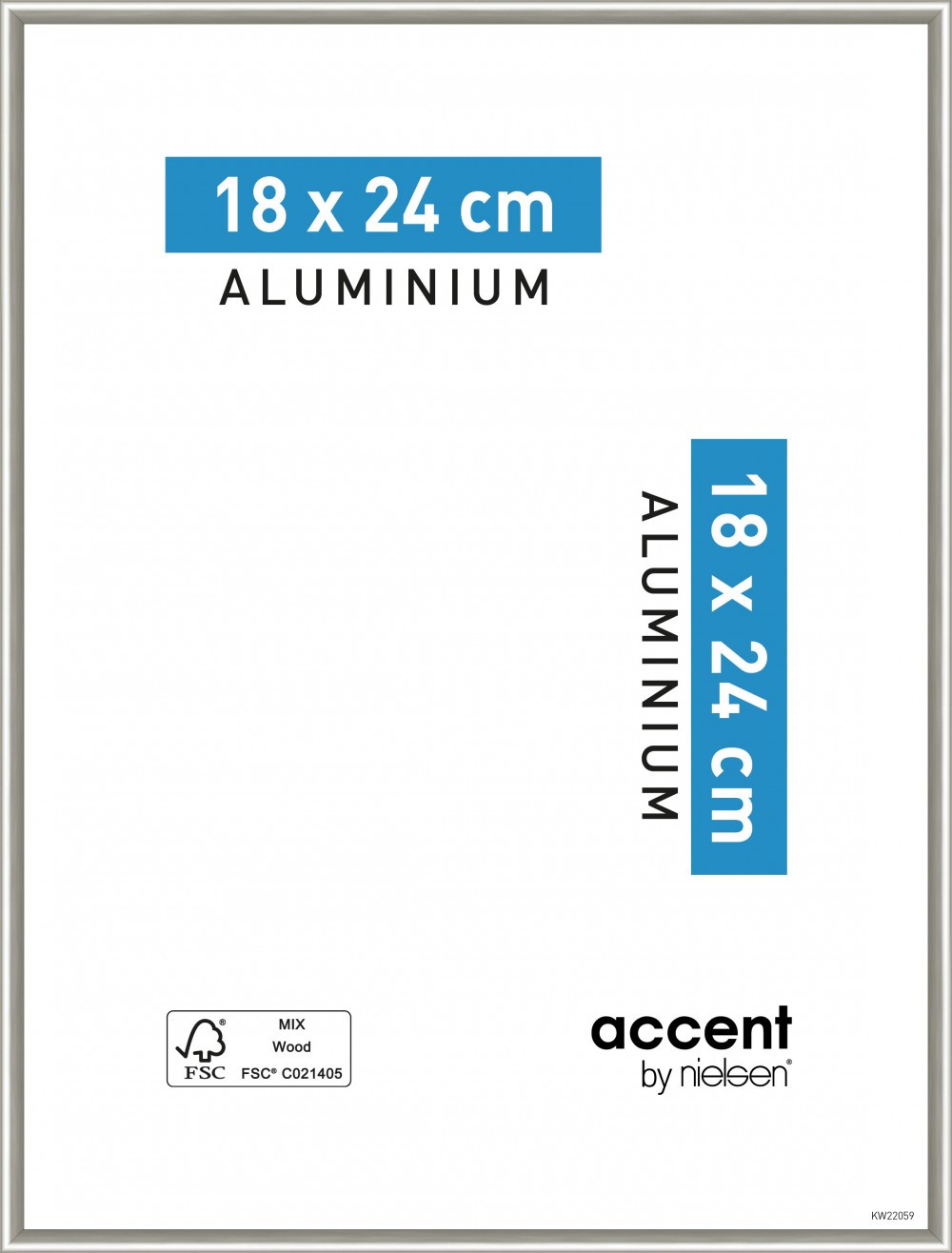 Cadre Nickel, 18 x 24 cm, gris