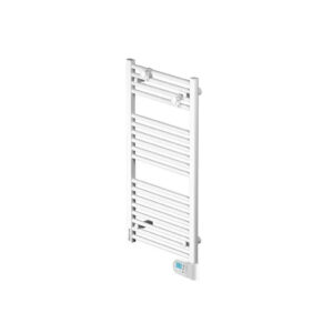 Radiateur sèche-serviettes - FLO BAIN II - fluide - 750W - 50x140x12,2 cm - programmable - 2 patères incluses - blanc