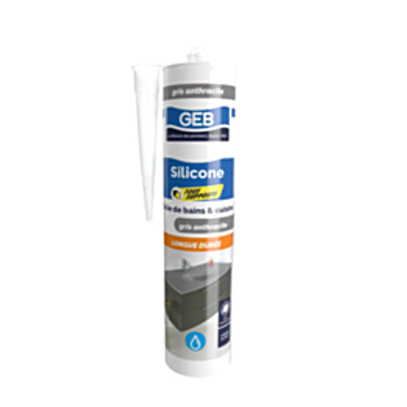 Silicone tous supports - GEB - 890713 - Gris Anthracite - Cartouche 280 ml