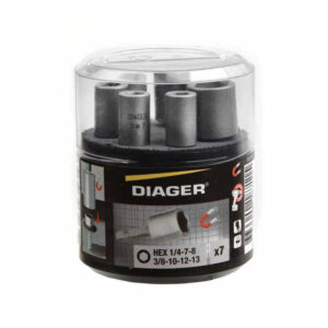 Coffret 7 douilles de vissage magnétique - DIAGER - longueur 50 mm 1/4-7-8-3/8-10-12-13
