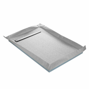 Receveur à carreler MARMOX et grille caniveau inox excentrée