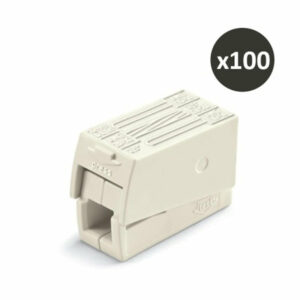 Lot de 100 bornes pour luminaires WAGO 2,5 mm² / 2 rigides - 1 souple / 105°C / Blanc