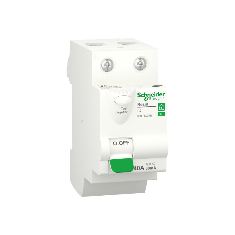 Interrupteur différentiel SCHNEIDER R9ERC240 40A type AC 30mA 1P+N embrochable Resi9 XE