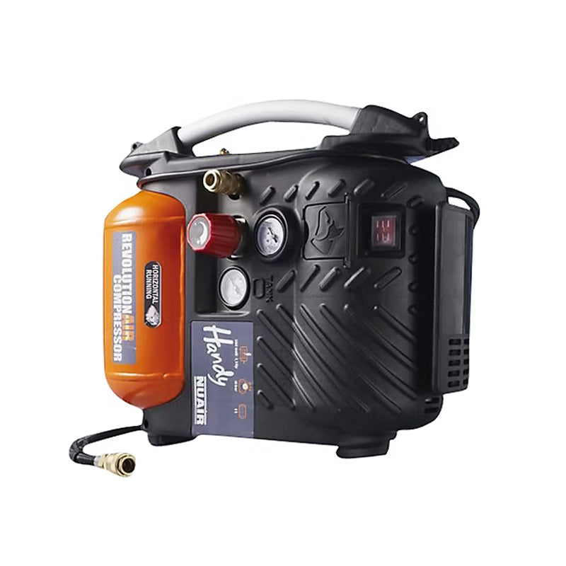 Compresseur HANDY 5L 1.5 HP + tuyau + soufflette + poignée de gonflage homologuée + 3 embouts de gonflage - REVOLUTIONAIR - 425022