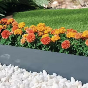 Bordure de jardin acier galvanisé anthracite 1,06 m - hauteur 18 cm - 5 piquets intégrés