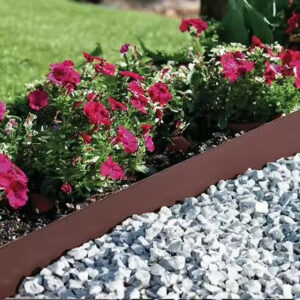 Bordure de jardin acier galvanisé marron 1,06 m - hauteur 18 cm - 5 piquets intégrés
